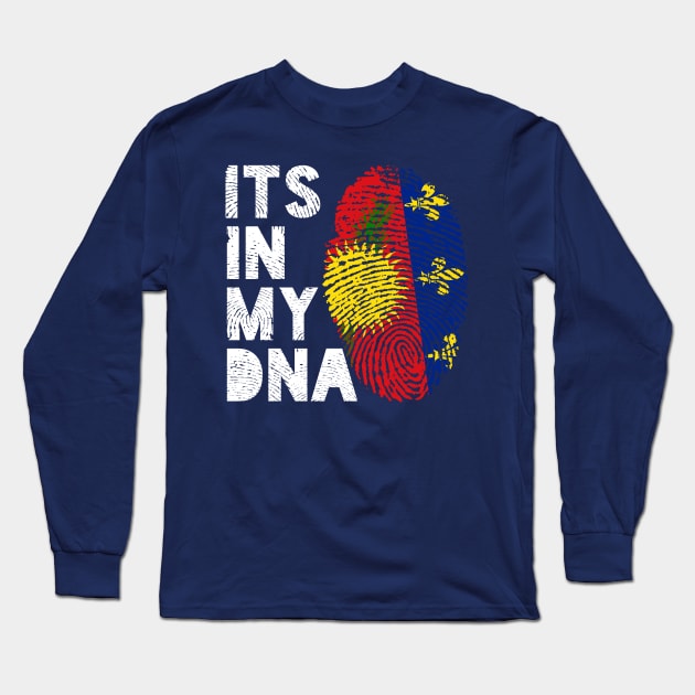 Its In My DNA Guadeloupe Flag Fingerprint Long Sleeve T-Shirt by BraaiNinja